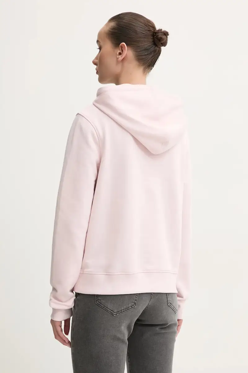 felpa in cotone donna colore rosa con cappuccio con applicazione W5RQ17 K68I4 miniatura 3