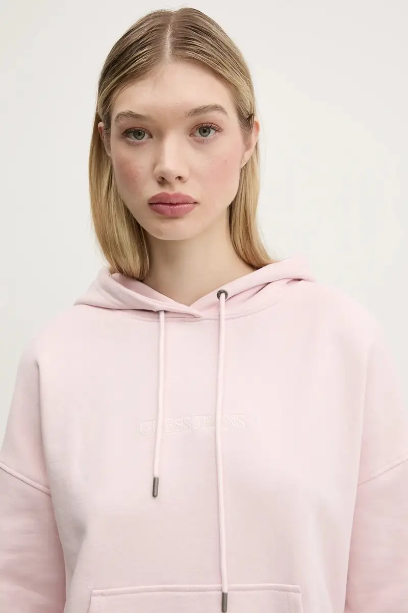 felpa in cotone donna colore rosa con cappuccio con applicazione W5RQ27 K68I4 miniatura 4