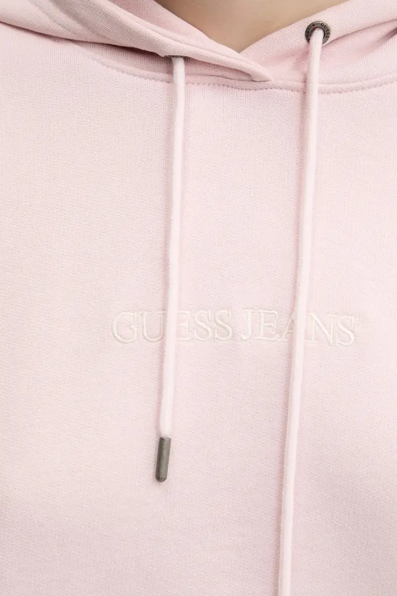 felpa in cotone donna colore rosa con cappuccio con applicazione W5RQ27 K68I4 miniatura 5