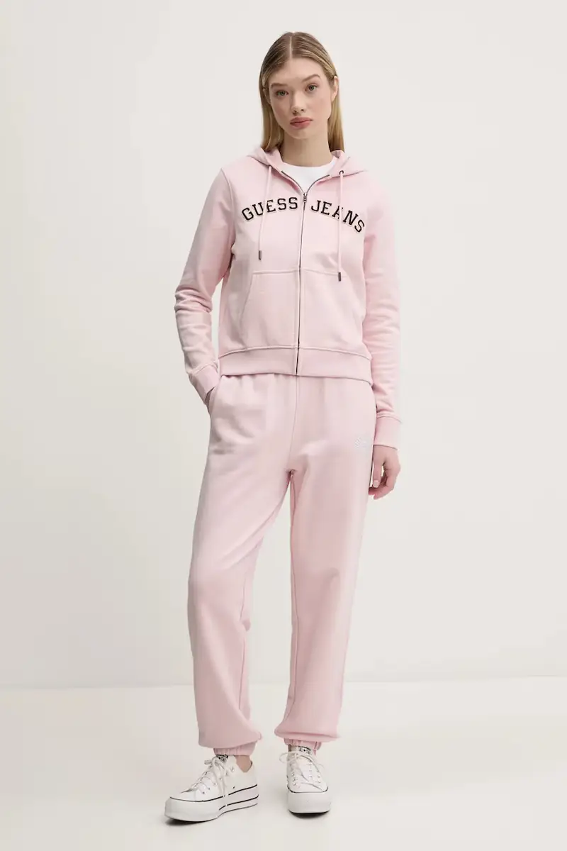 felpa in cotone donna colore rosa con cappuccio W5RQ20 K68I4 miniatura 2