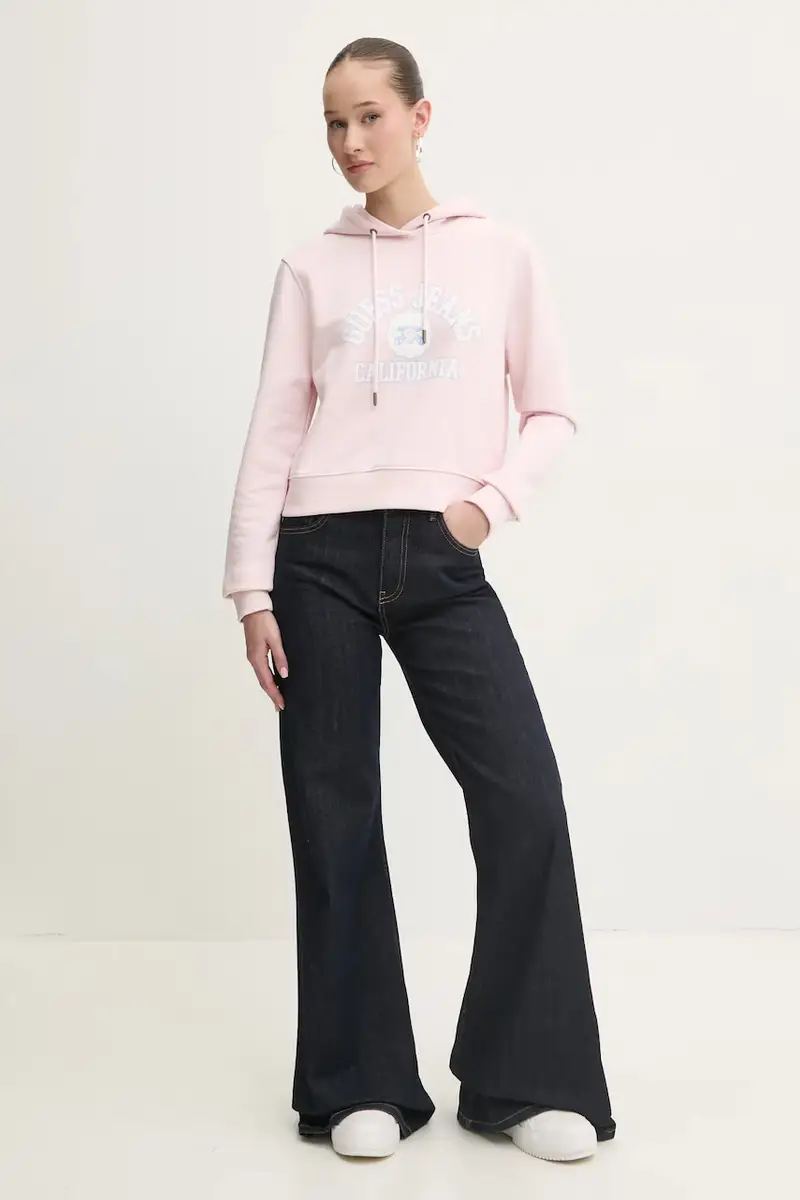 felpa in cotone donna colore rosa con cappuccio W5RQ29 K68I4 miniatura 2