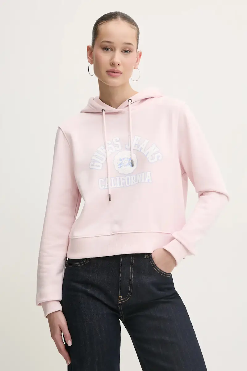 felpa in cotone donna colore rosa con cappuccio W5RQ29 K68I4