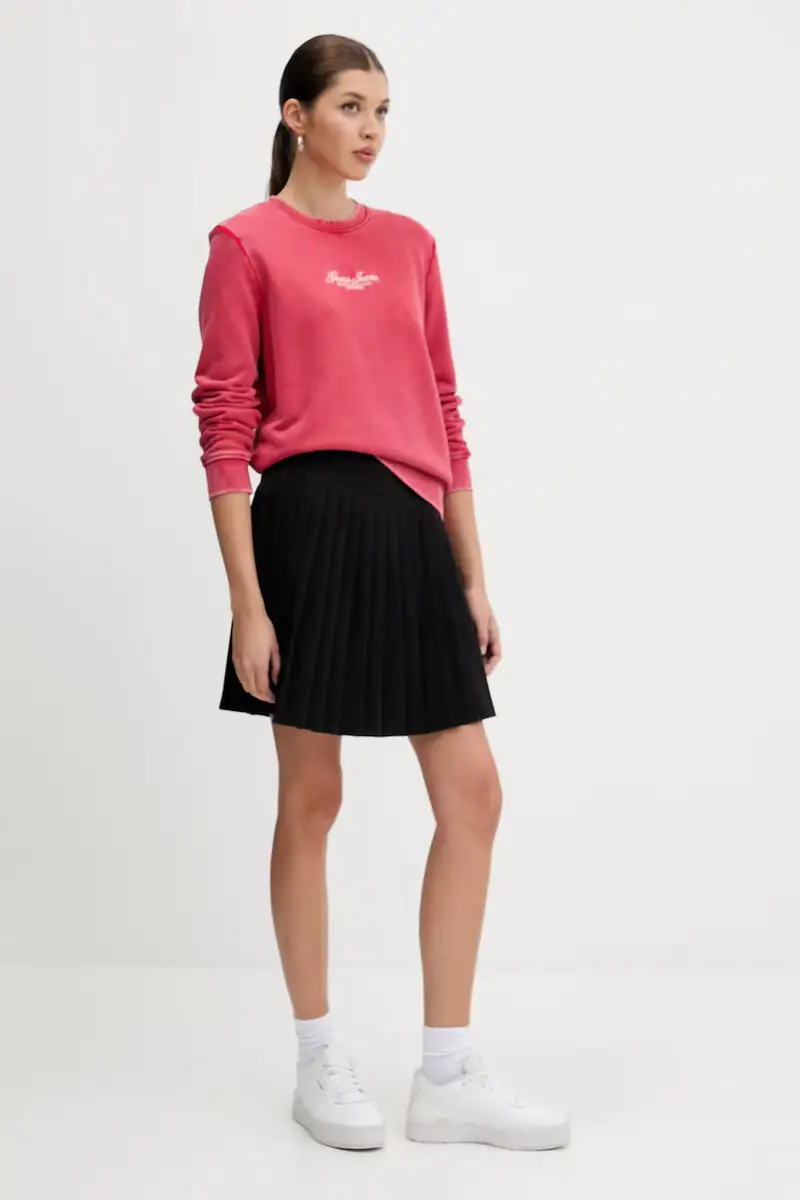 felpa in cotone donna colore rosso con applicazione W5YQ28 KCPR1 miniatura 2