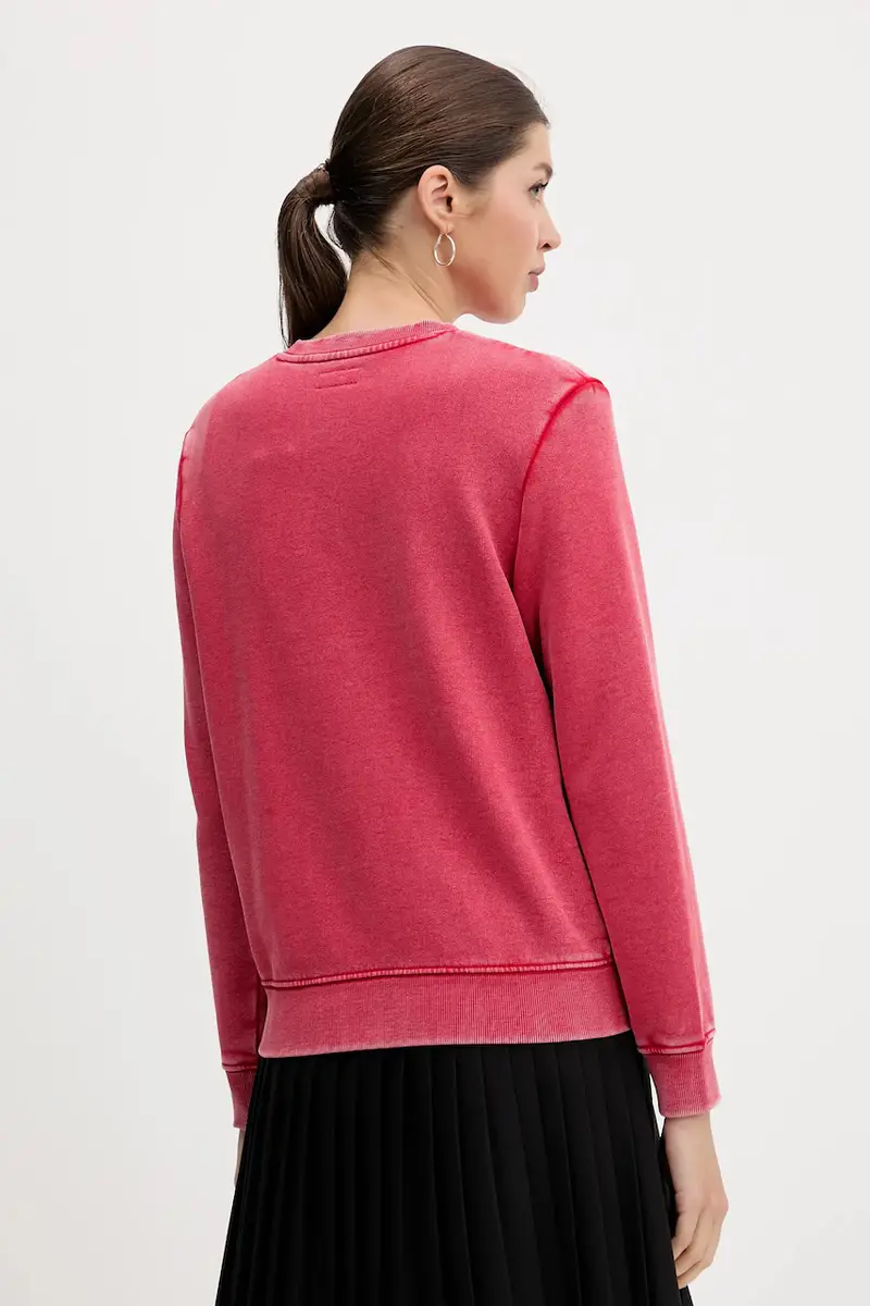 felpa in cotone donna colore rosso con applicazione W5YQ28 KCPR1 miniatura 3