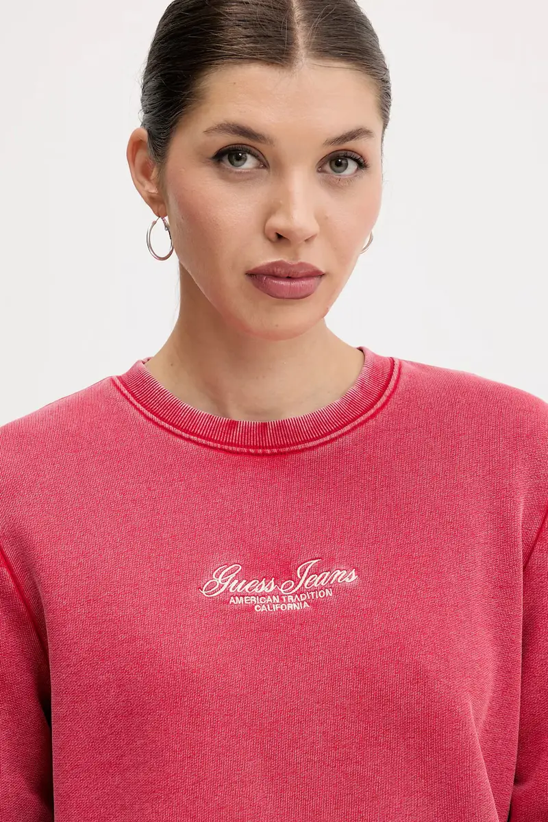 felpa in cotone donna colore rosso con applicazione W5YQ28 KCPR1 miniatura 4