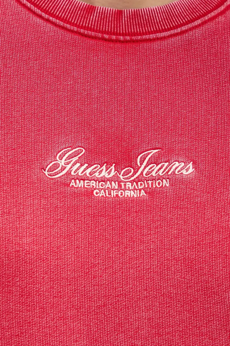 felpa in cotone donna colore rosso con applicazione W5YQ28 KCPR1 miniatura 5