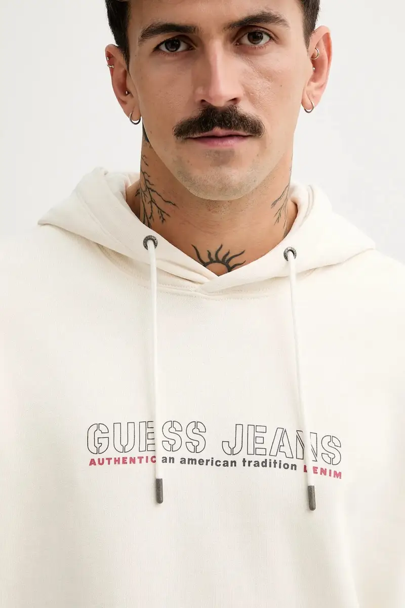 felpa in cotone uomo colore beige con cappuccio M5BQ30 KCPR1 miniatura 4