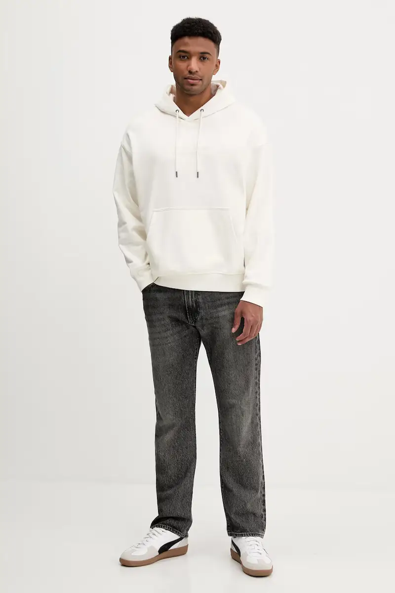 felpa in cotone uomo colore beige con cappuccio M5YQ16 KCPR1 miniatura 2