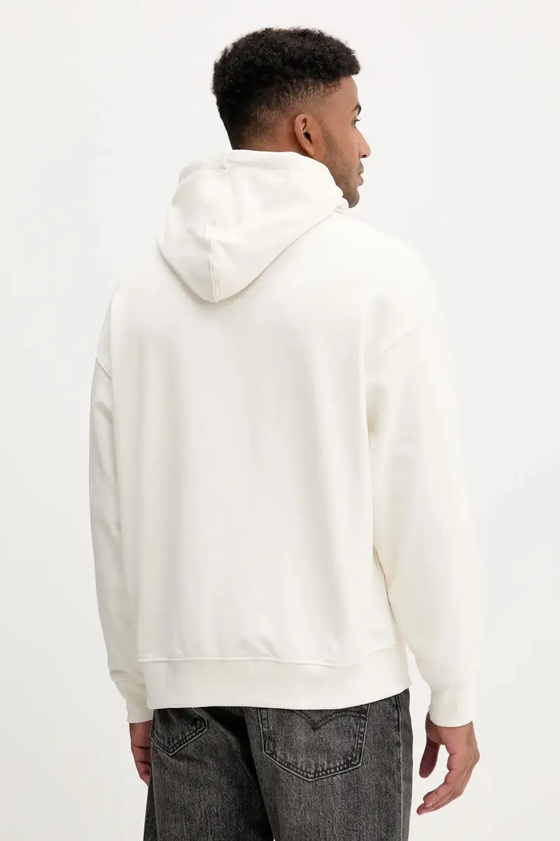 felpa in cotone uomo colore beige con cappuccio M5YQ16 KCPR1 miniatura 3