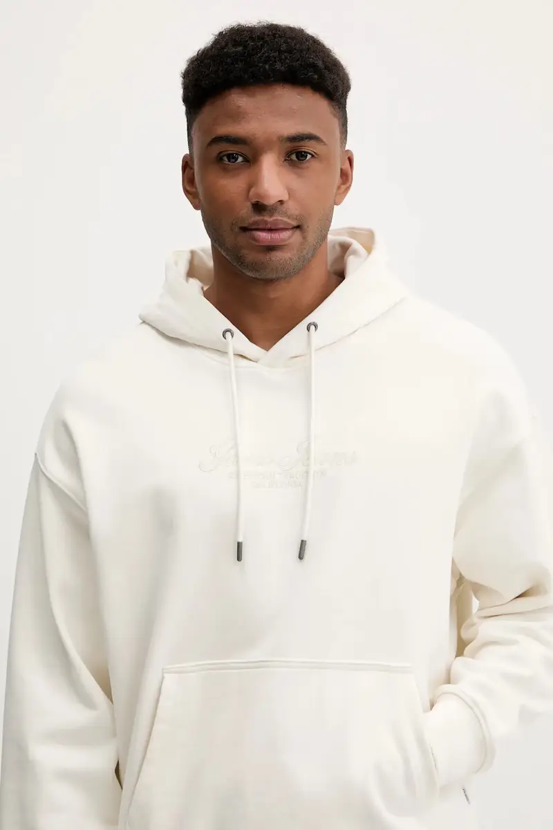 felpa in cotone uomo colore beige con cappuccio M5YQ16 KCPR1 miniatura 4