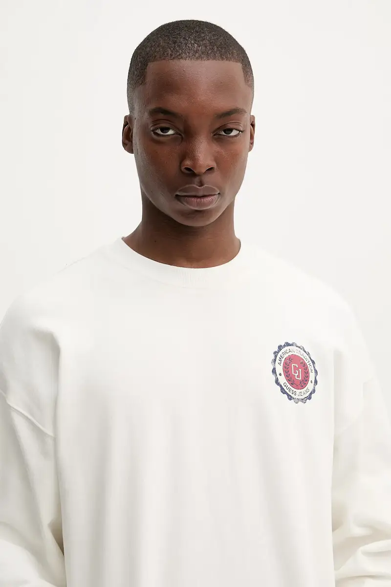 felpa in cotone uomo colore beige M5YQ13 KCPR1 miniatura 4