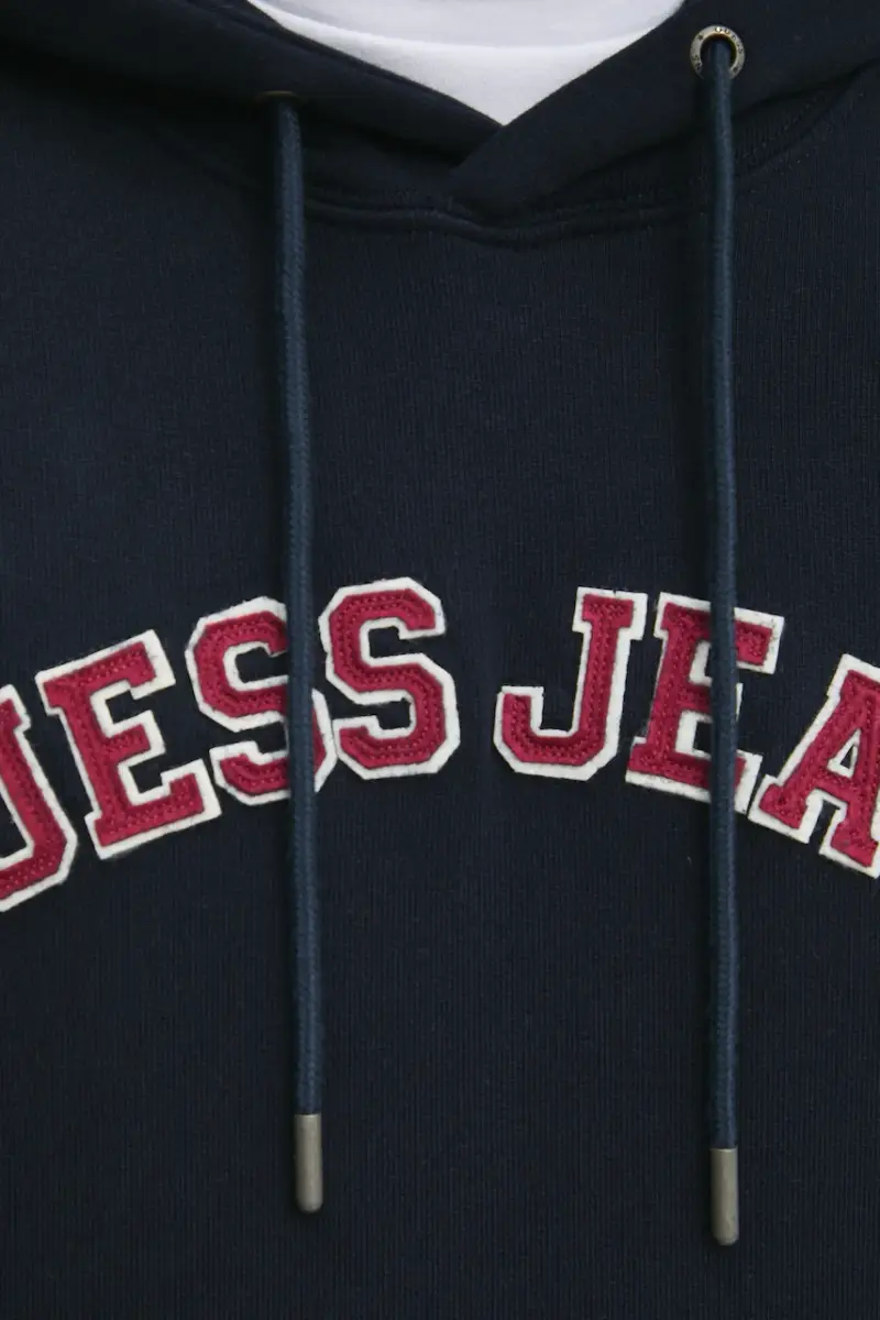 felpa in cotone uomo colore blu navy con cappuccio con applicazione M5RQ44 KCPR1 miniatura 5