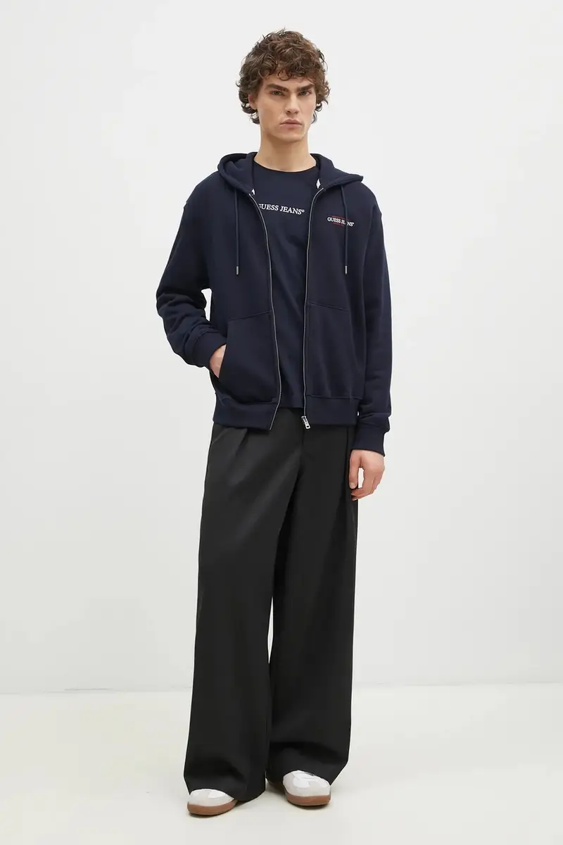 felpa in cotone uomo colore blu navy con cappuccio M5RQ45 KCPR1 miniatura 2