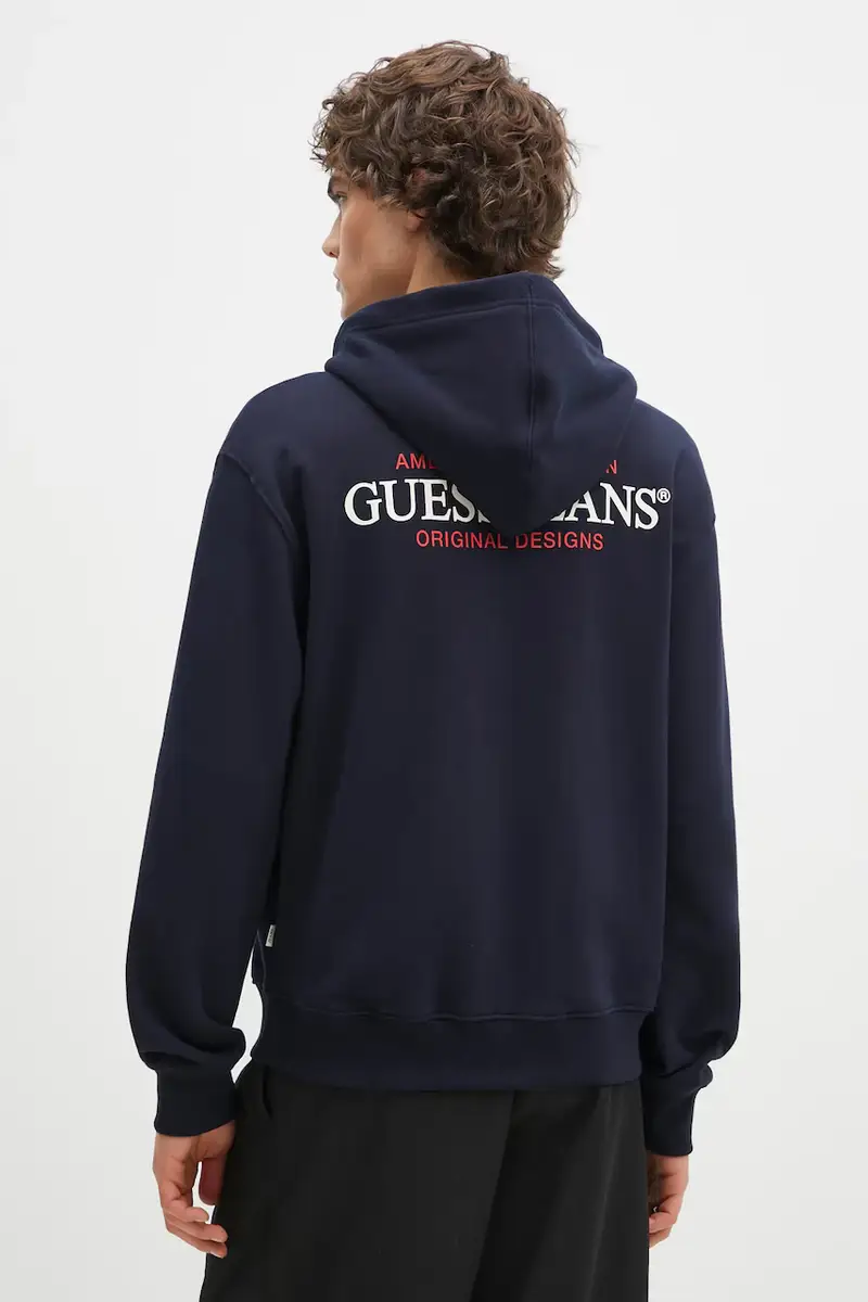 felpa in cotone uomo colore blu navy con cappuccio M5RQ45 KCPR1 miniatura 3