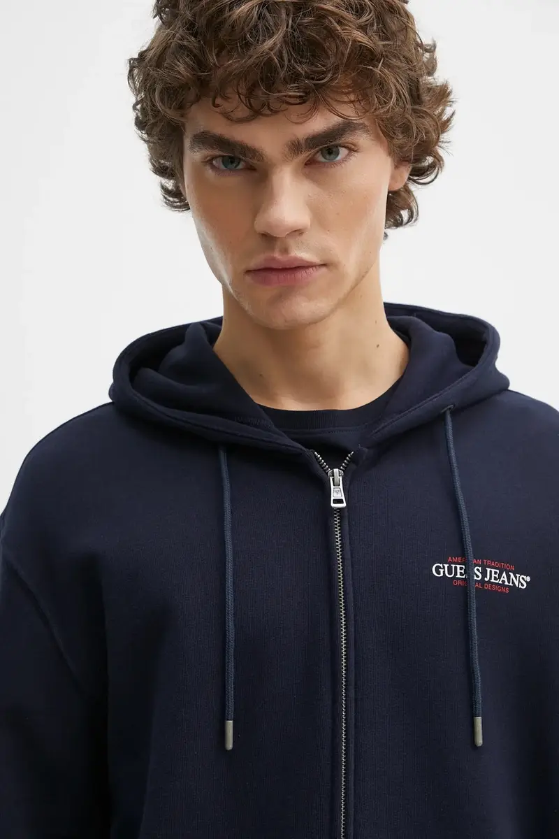 felpa in cotone uomo colore blu navy con cappuccio M5RQ45 KCPR1 miniatura 4