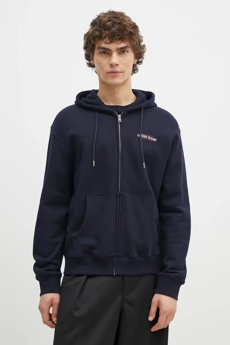 felpa in cotone uomo colore blu navy con cappuccio M5RQ45 KCPR1