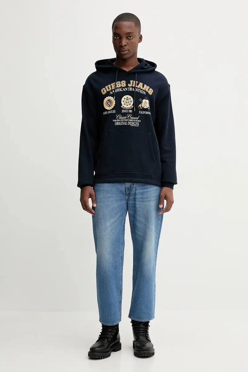 felpa in cotone uomo colore blu navy con cappuccio M5YQ18 KCPR1 miniatura 2