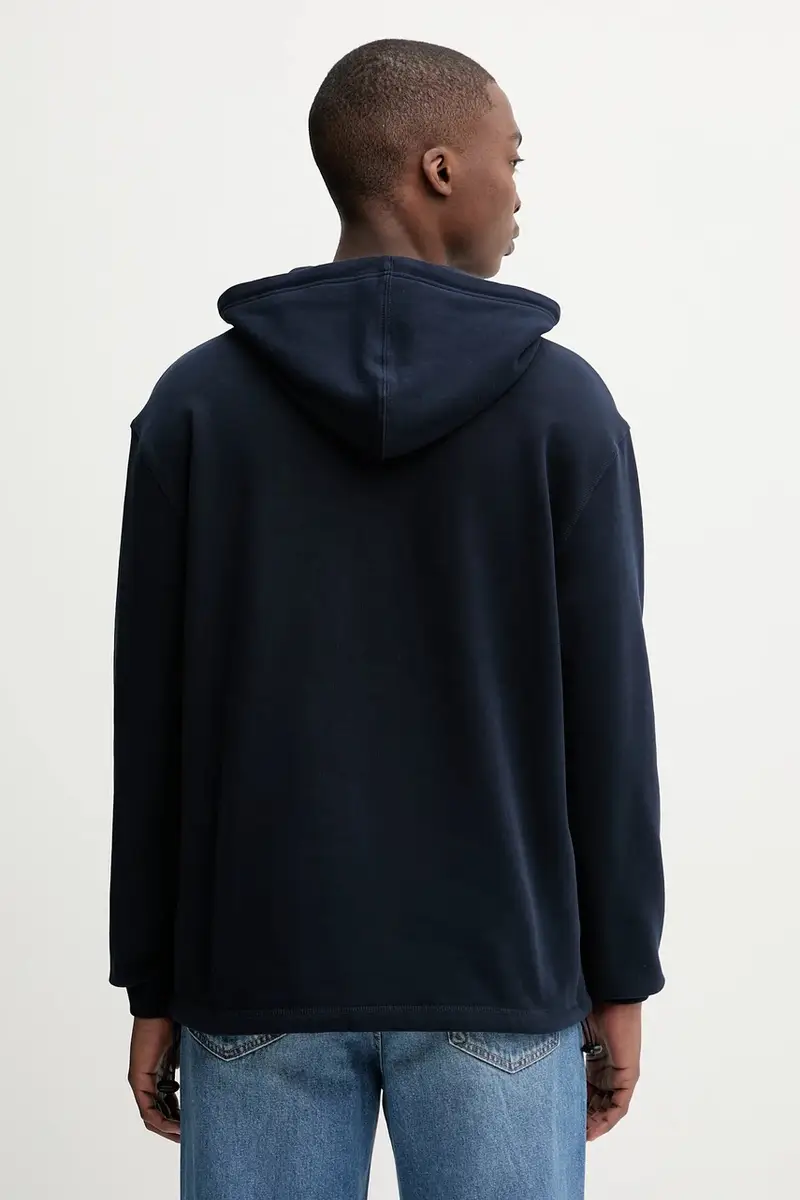 felpa in cotone uomo colore blu navy con cappuccio M5YQ18 KCPR1 miniatura 3