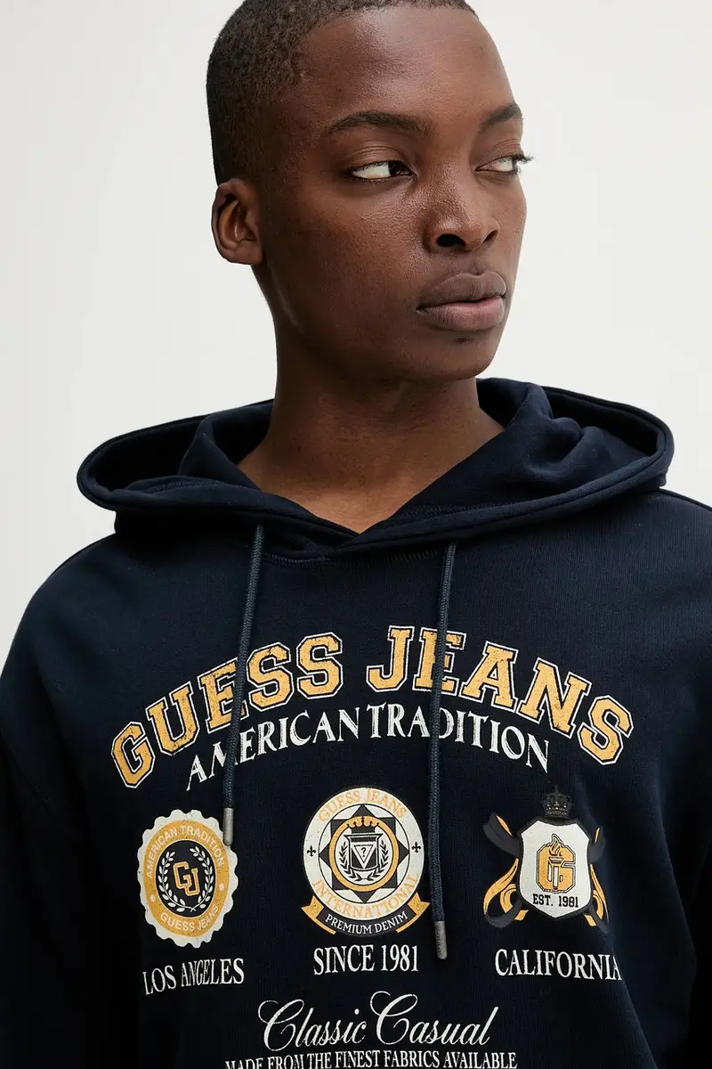 felpa in cotone uomo colore blu navy con cappuccio M5YQ18 KCPR1 miniatura 4