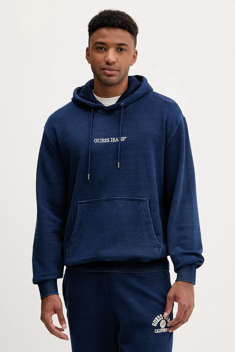 felpa in cotone uomo colore blu navy con cappuccio M5YQ27 KCXQ1