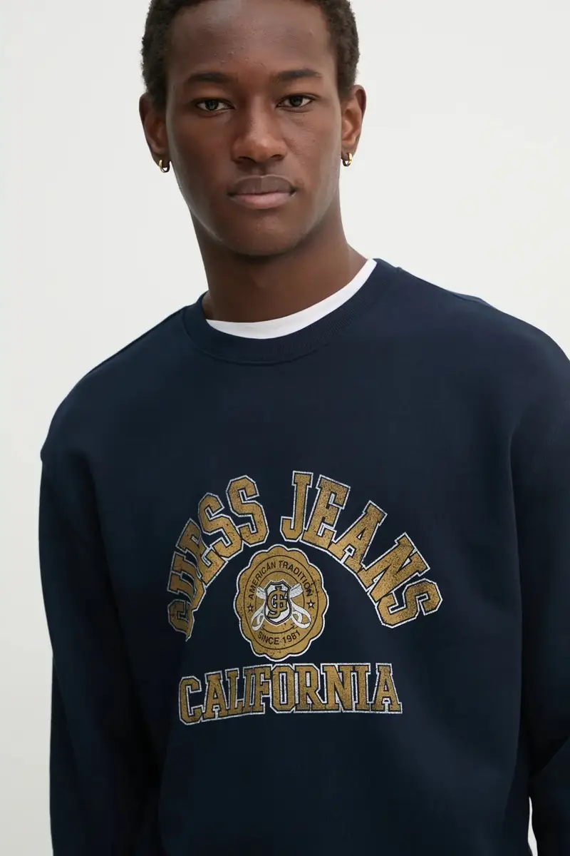 felpa in cotone uomo colore blu navy M5RQ40 KCPR1 miniatura 4