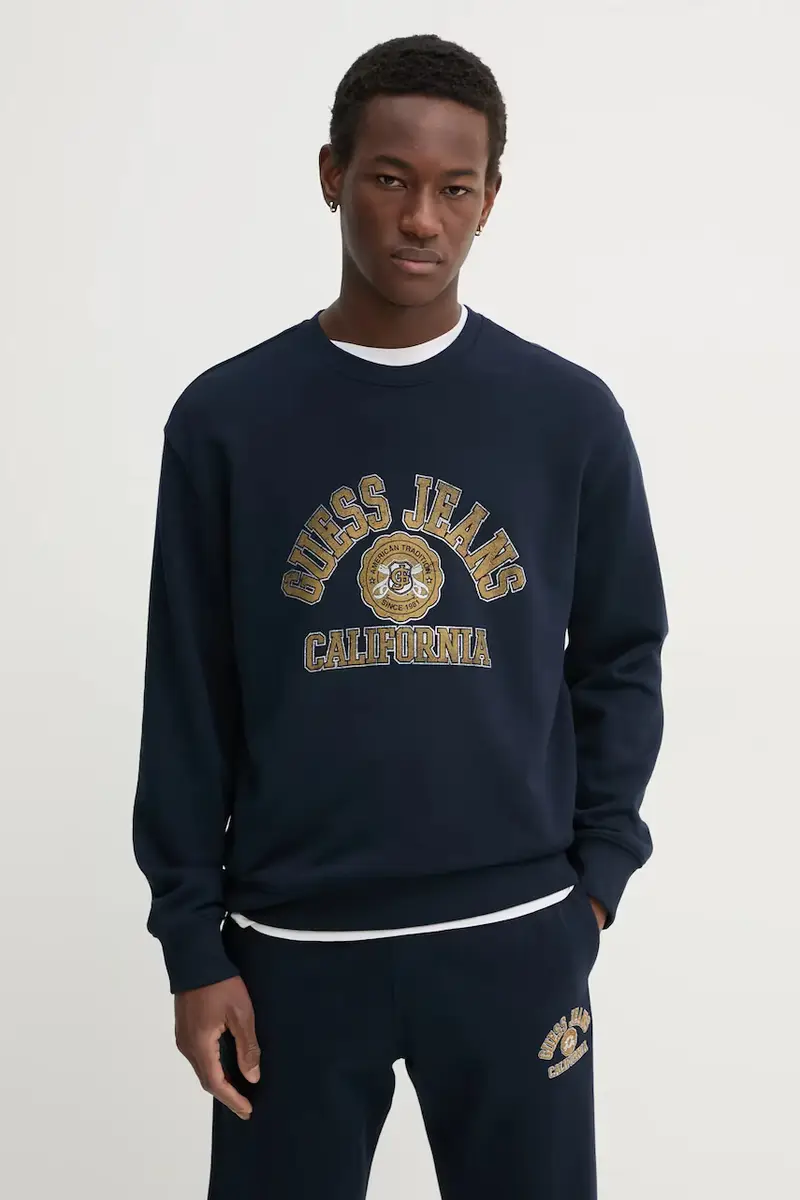 felpa in cotone uomo colore blu navy M5RQ40 KCPR1