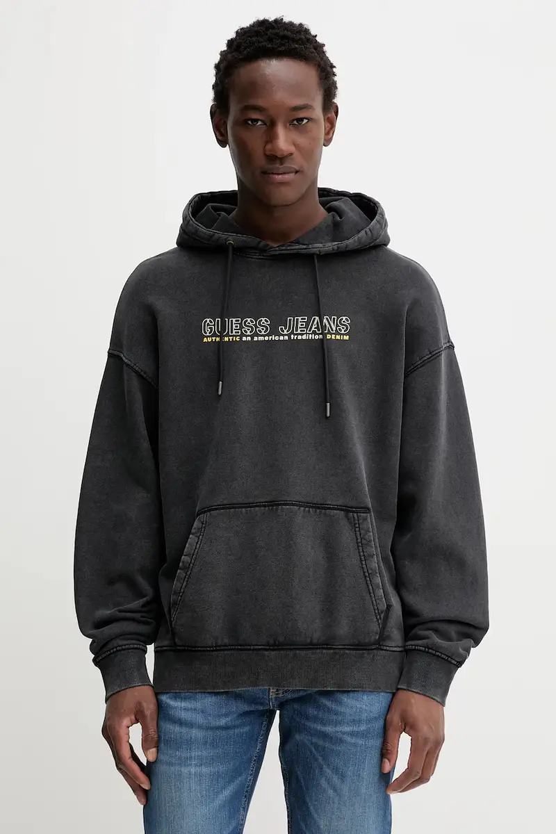 felpa in cotone uomo colore grigio con cappuccio M5BQ30 KCPR1