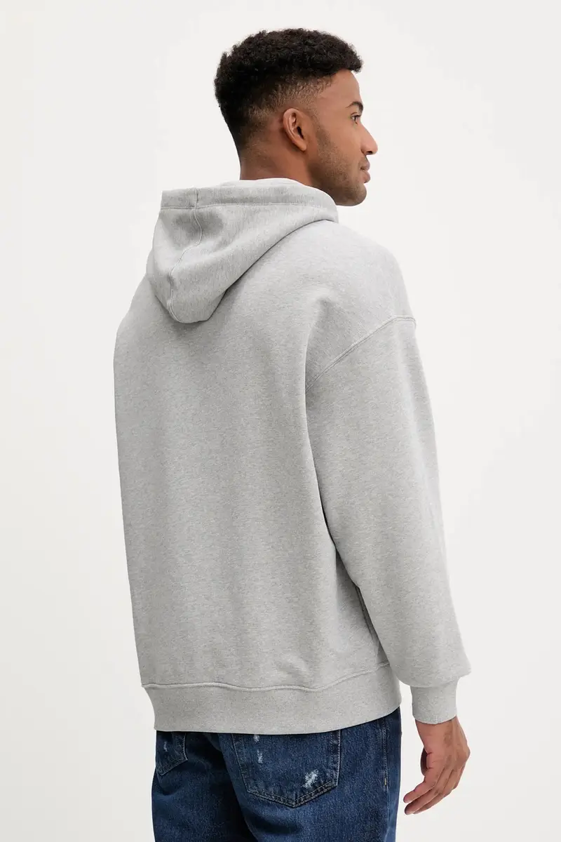 felpa in cotone uomo colore grigio con cappuccio M5YQ16 KCPR1 miniatura 3