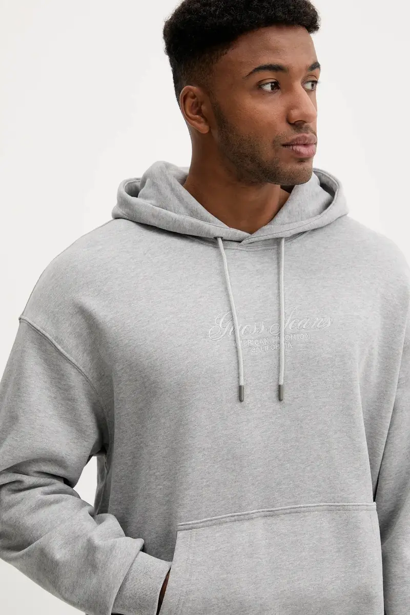 felpa in cotone uomo colore grigio con cappuccio M5YQ16 KCPR1 miniatura 4