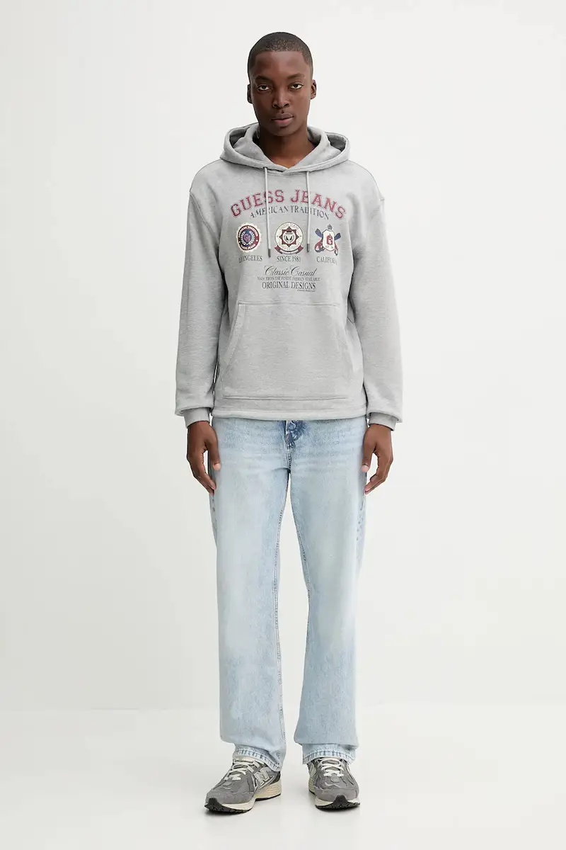 felpa in cotone uomo colore grigio con cappuccio M5YQ18 KCPR1 miniatura 2