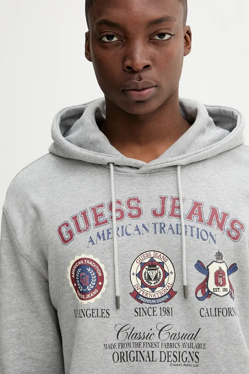 felpa in cotone uomo colore grigio con cappuccio M5YQ18 KCPR1 miniatura 4