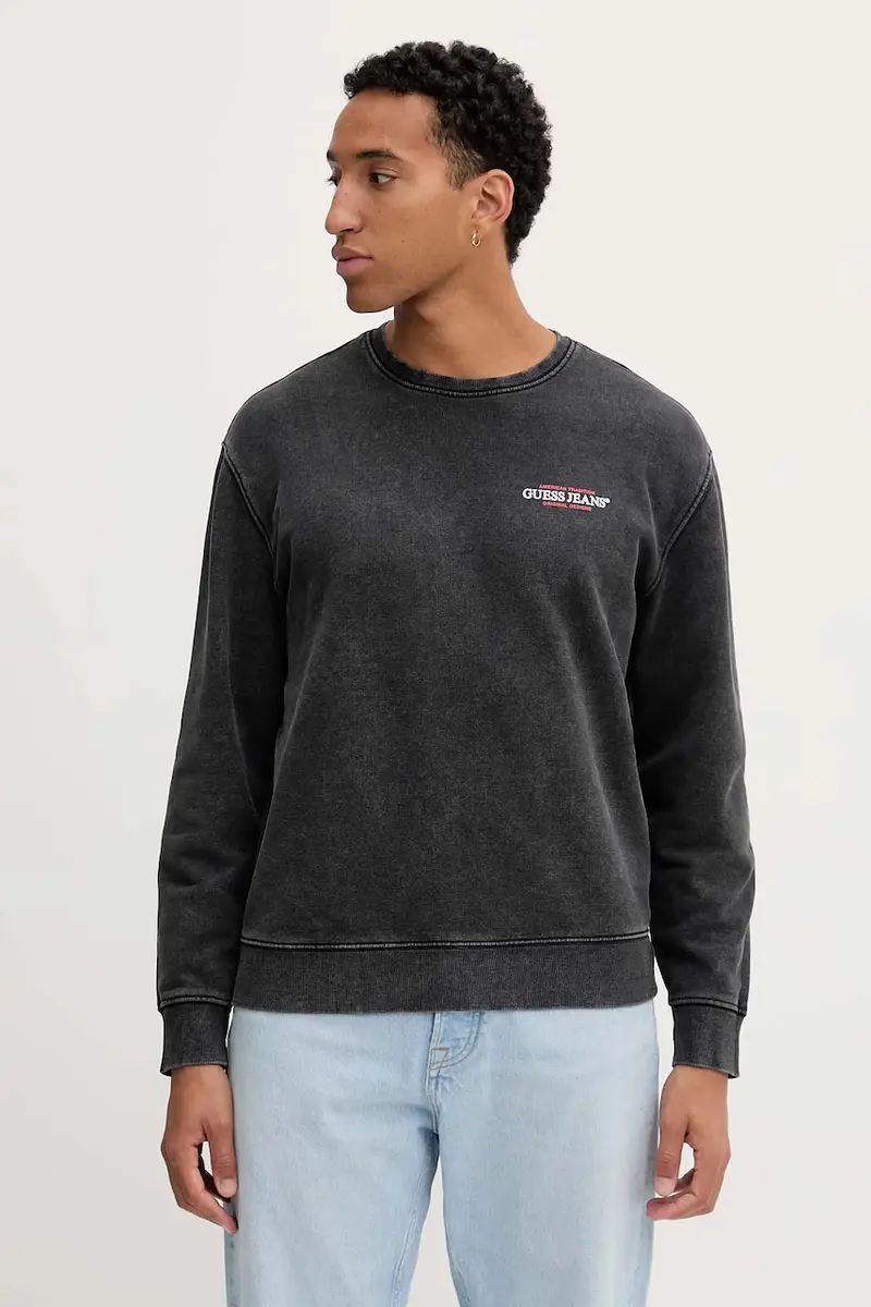 felpa in cotone uomo colore grigio M5BQ34 KCPR1