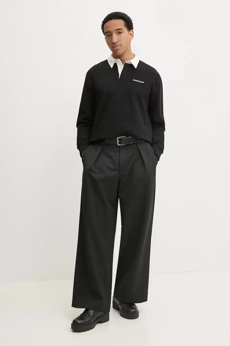 felpa in cotone uomo colore nero con applicazione M5RQ43 KCPR1 miniatura 2