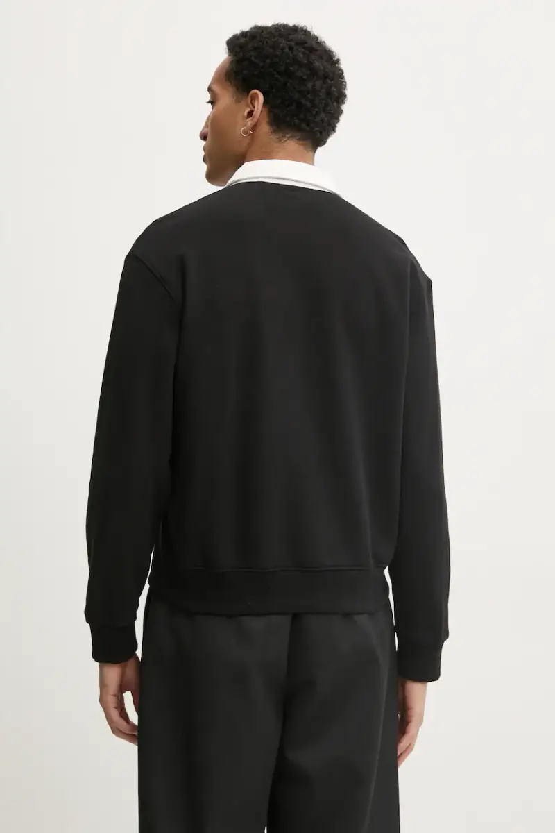 felpa in cotone uomo colore nero con applicazione M5RQ43 KCPR1 miniatura 3