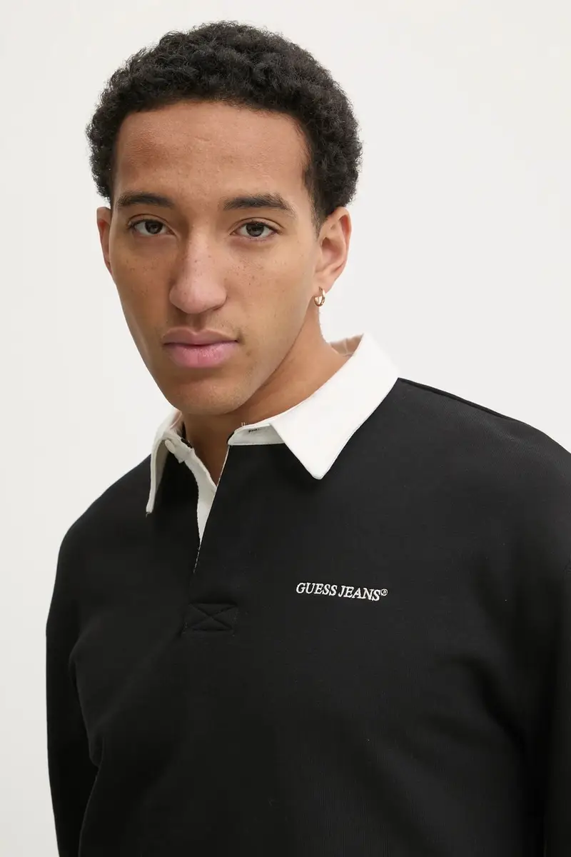 felpa in cotone uomo colore nero con applicazione M5RQ43 KCPR1 miniatura 4