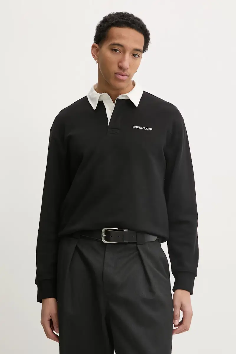 felpa in cotone uomo colore nero con applicazione M5RQ43 KCPR1