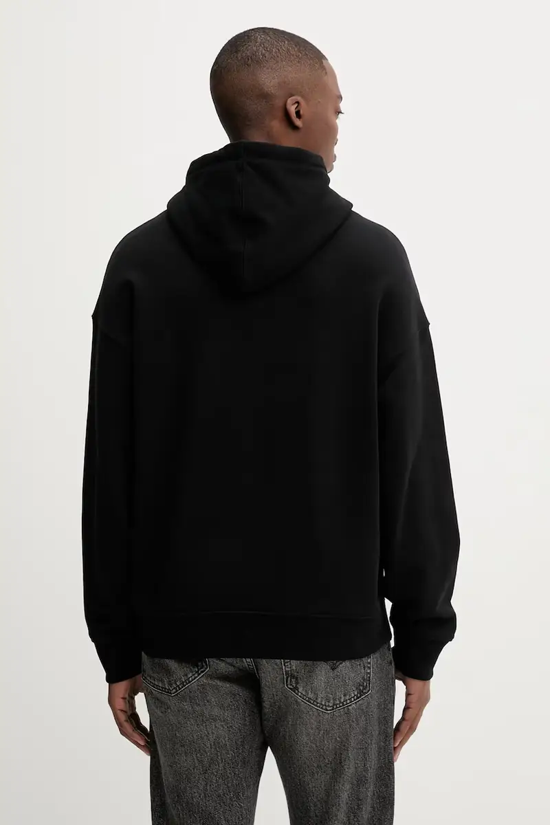 felpa in cotone uomo colore nero con cappuccio M5YQ16 KCPR1 miniatura 3