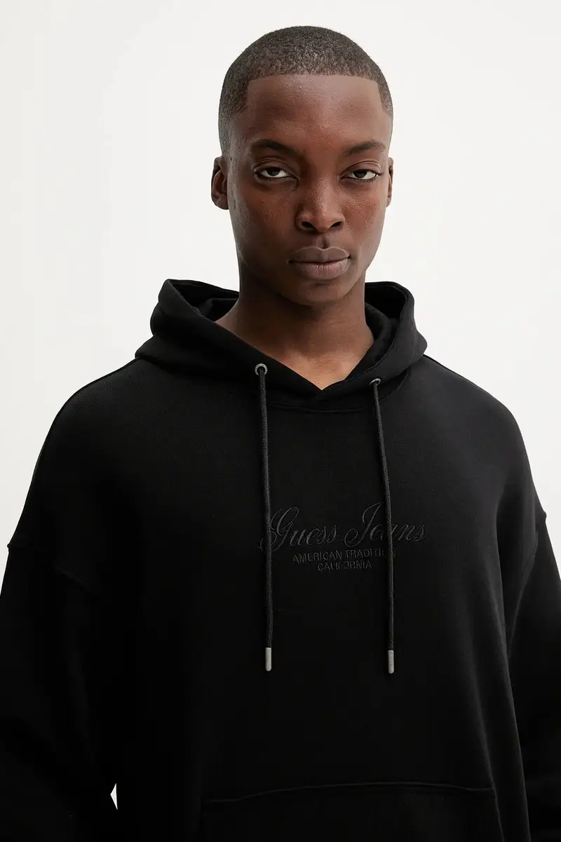 felpa in cotone uomo colore nero con cappuccio M5YQ16 KCPR1 miniatura 4