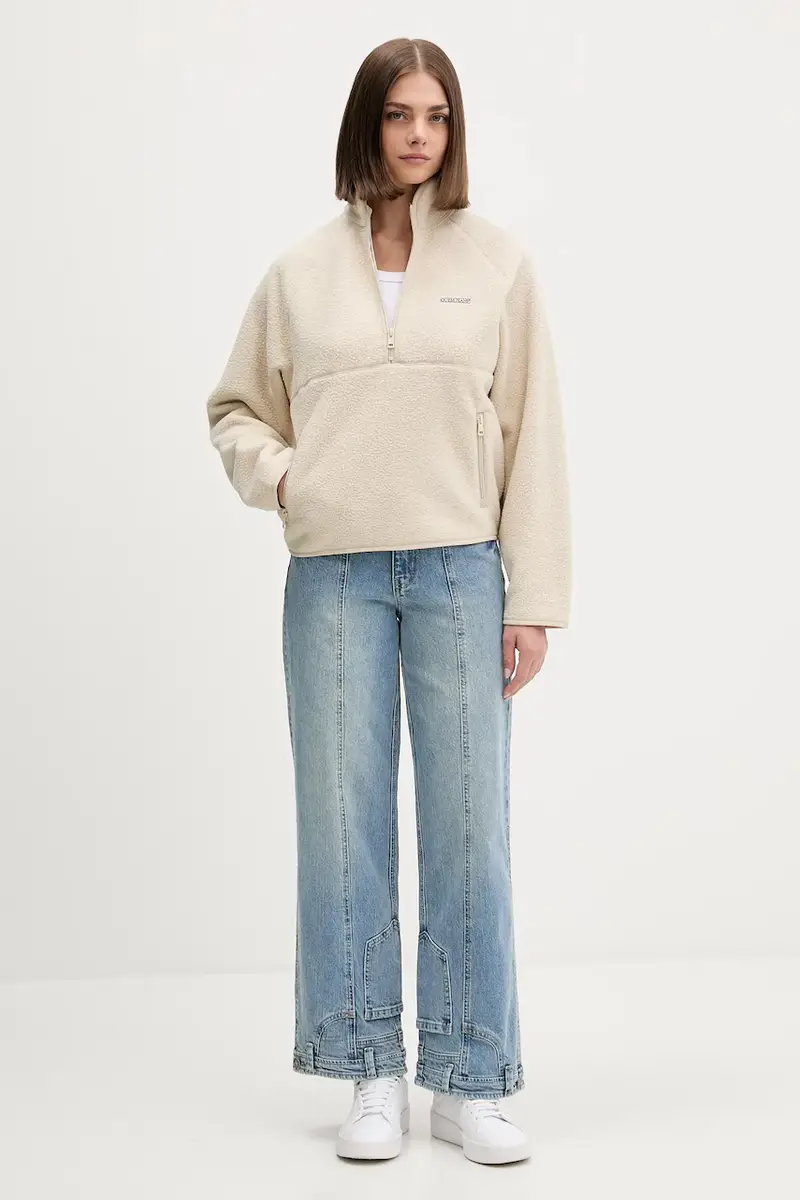 felpa in pile donna colore beige W5BQ18 K1042 miniatura 2