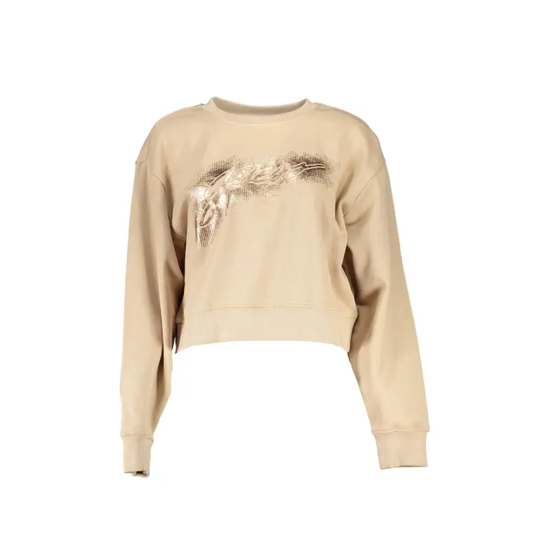 Felpa Maniche Lunghe Donna beige Stampa Logo