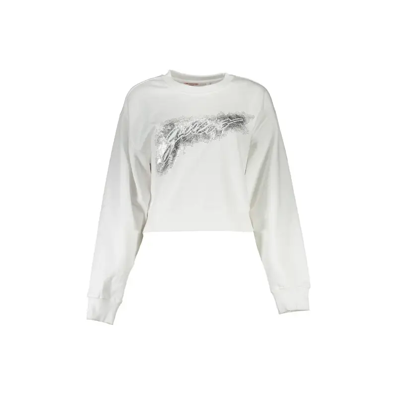 Felpa Maniche Lunghe Donna Bianca Stampa Logo Bianco