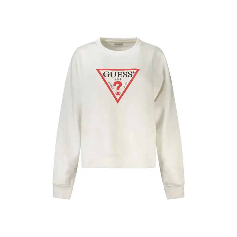 Felpa Maniche Lunghe Donna Bianca Stampa Logo Bianco