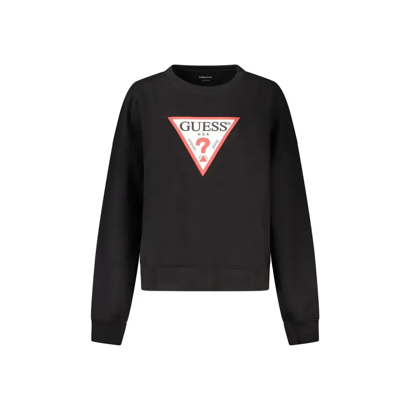 Felpa Maniche Lunghe Donna Nera Stampa Logo Nero