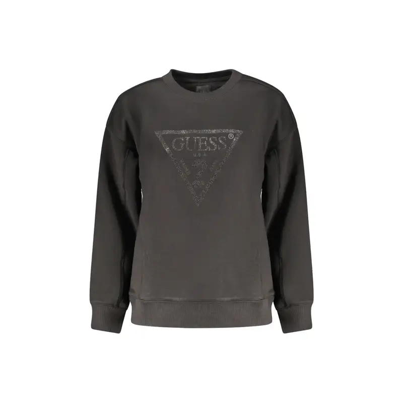 Felpa Maniche Lunghe Donna Nera Stampa Logo Nero