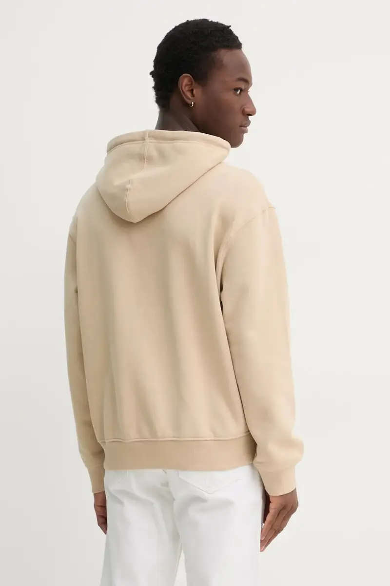 felpa uomo colore beige con cappuccio con applicazione M5RQ38 KCPR1 miniatura 3