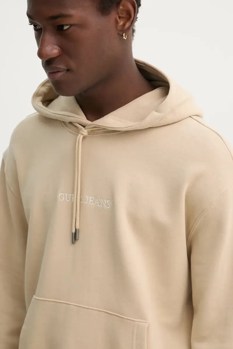 felpa uomo colore beige con cappuccio con applicazione M5RQ38 KCPR1 miniatura 4