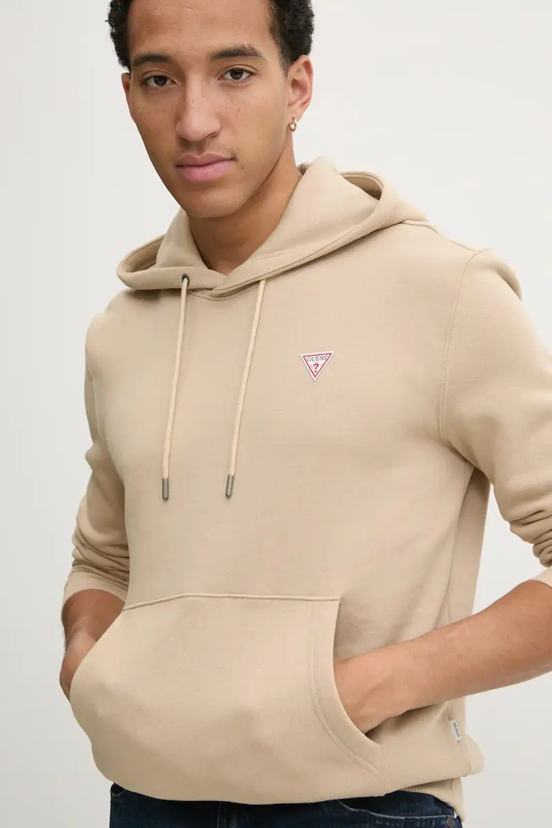 felpa uomo colore beige con cappuccio M4YQ22 K9V31