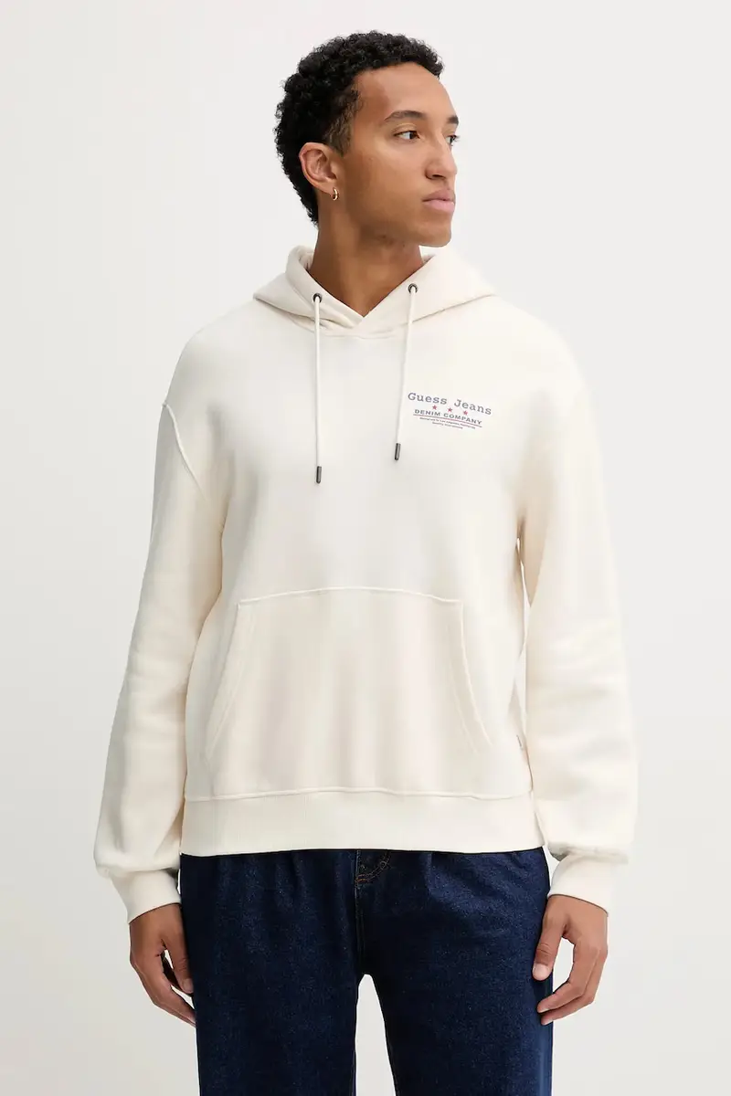 felpa uomo colore beige con cappuccio M5BQ27 K9V31