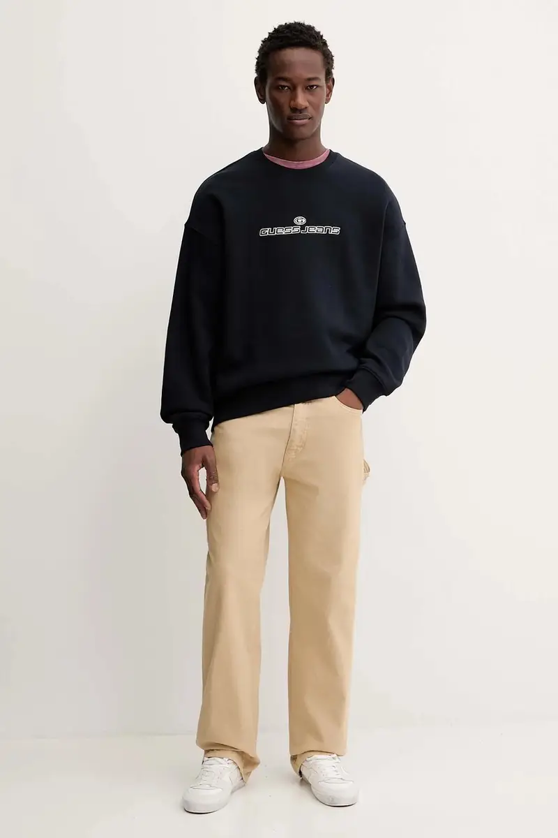 felpa uomo colore blu navy con applicazione M5BQ24 K9V31 miniatura 2