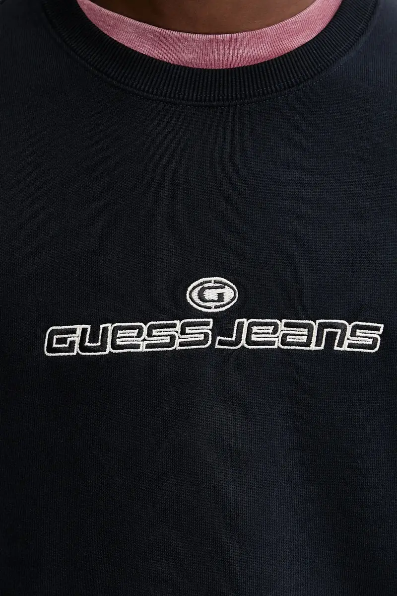 felpa uomo colore blu navy con applicazione M5BQ24 K9V31 miniatura 5